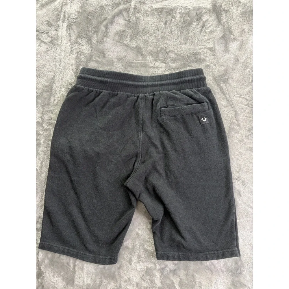 True Religion Brand Jeans Men's Fleece‎ Sweat Shorts Black Gold Logo Size M